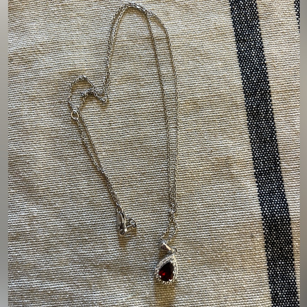 Ruby necklace on silver chain